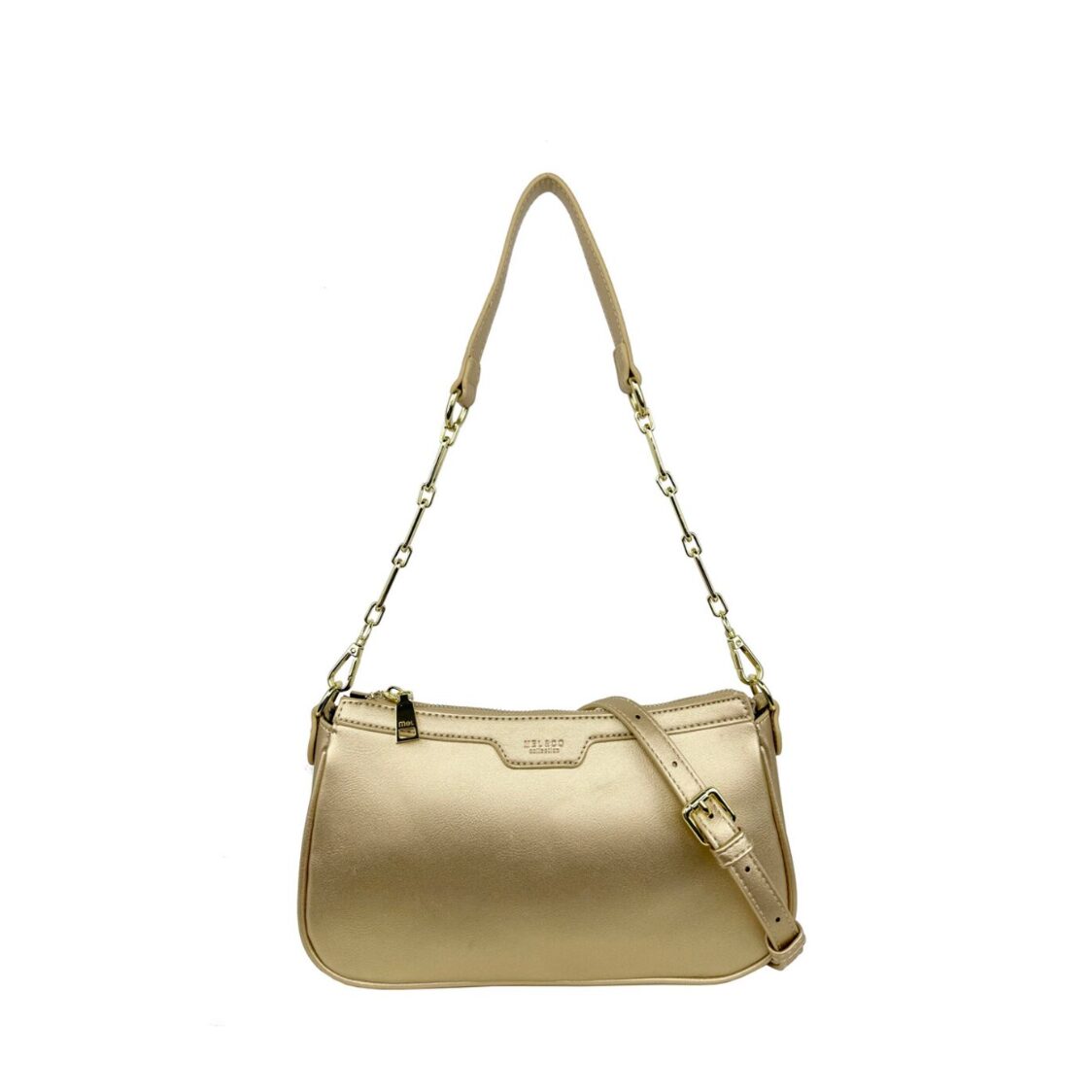 Mel&Co Faux Nappa Leather Semi-Chain Shoulder Bag