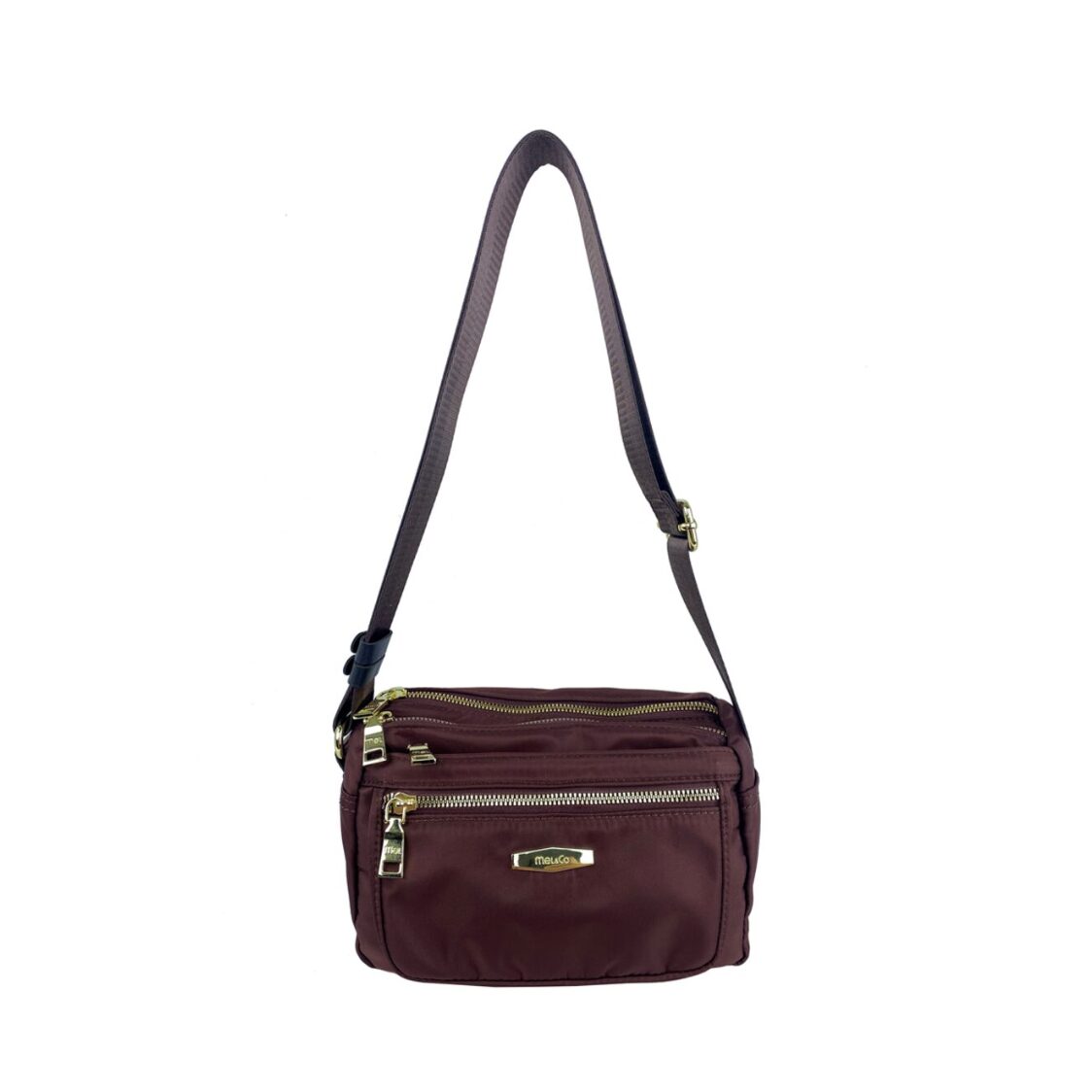 Mel&Co Nylon Double-Zip Sling Bag