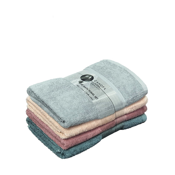 Canopy 4 Piece Rise Bath Towel Assorted Colors Set (#1 Best Seller) 68x137cm