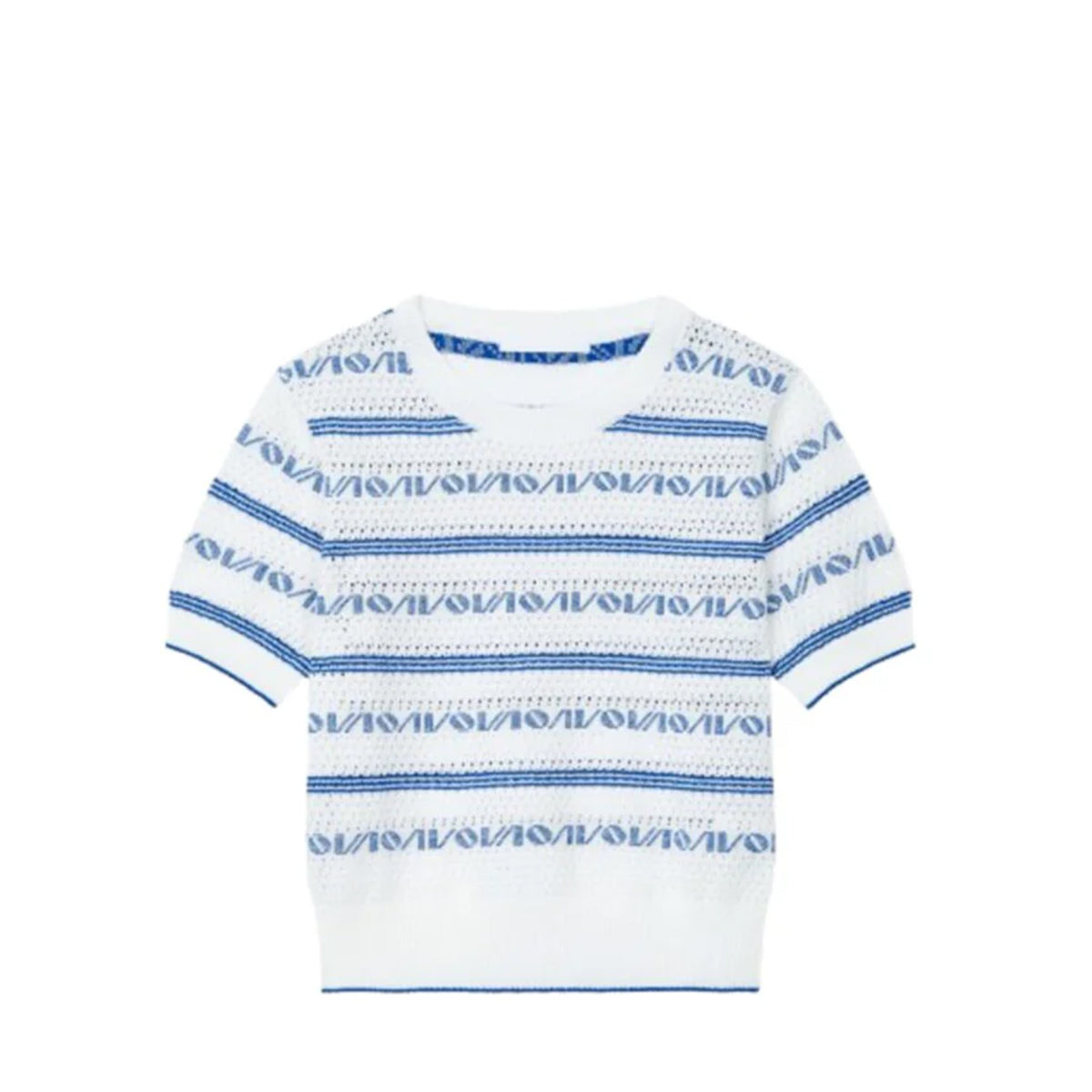 Voice Of Voices Logo Pattern Half Sleeve Knit Blue