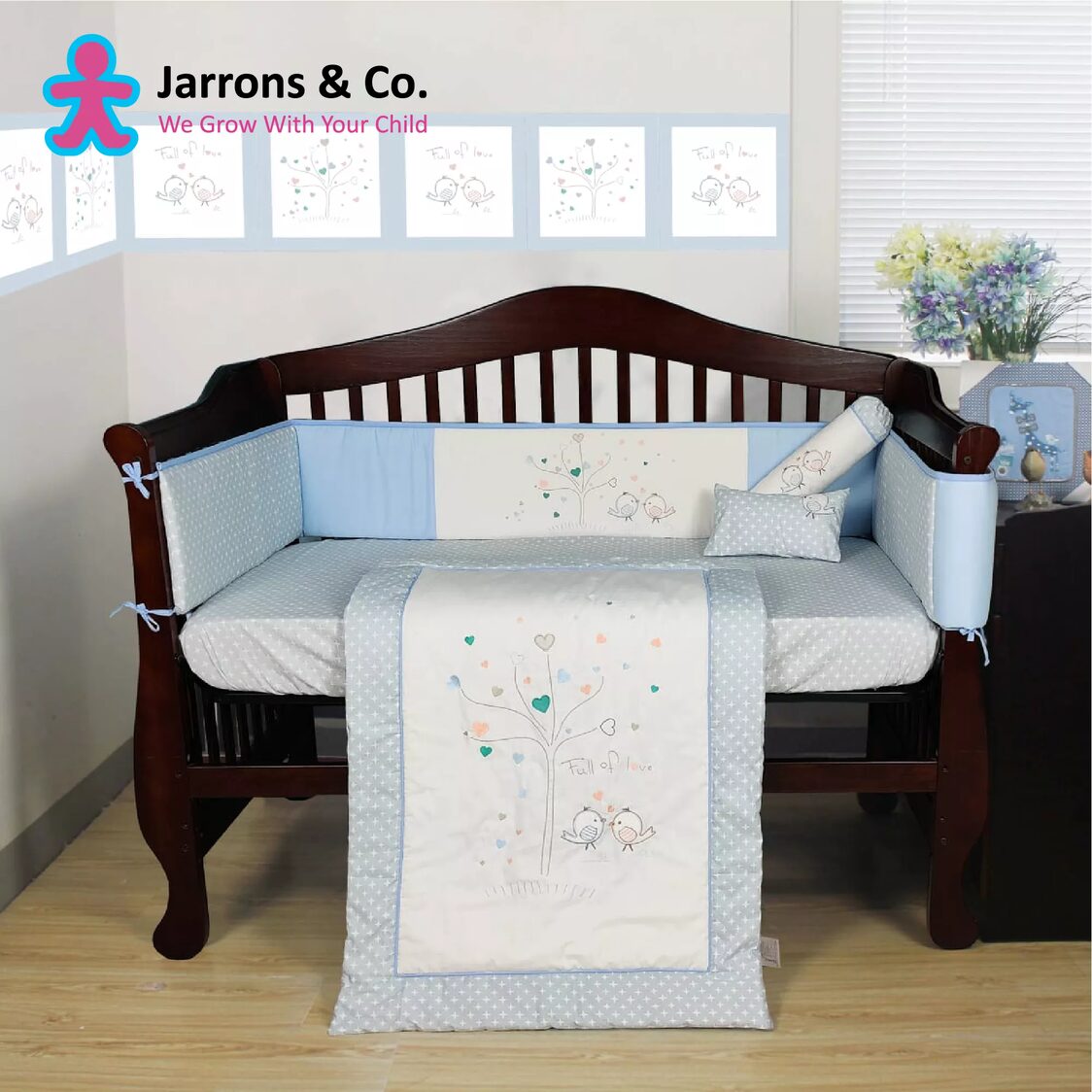 Happy Cot Bedding Set - Full of Love (5pcs)
