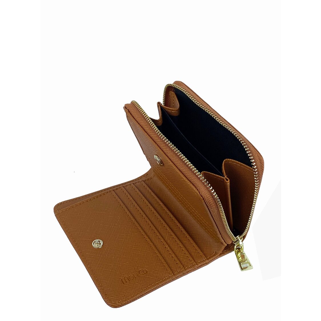 Mel&Co Saffiano-Effect Snap Wallet With Zip-Around Compartment
