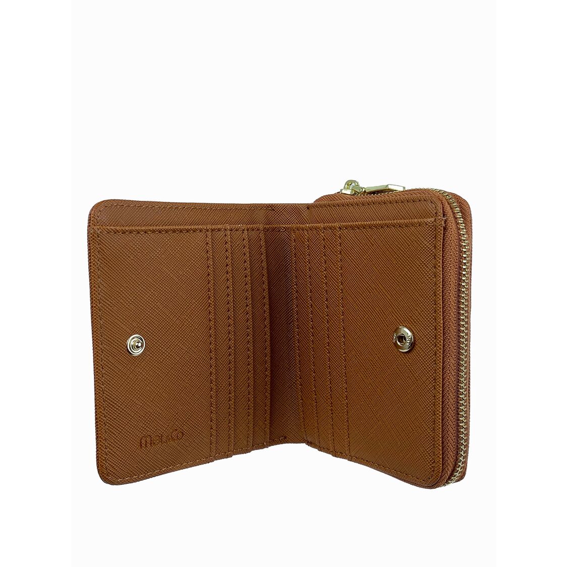 Mel&Co Saffiano-Effect Snap Wallet With Zip-Around Compartment