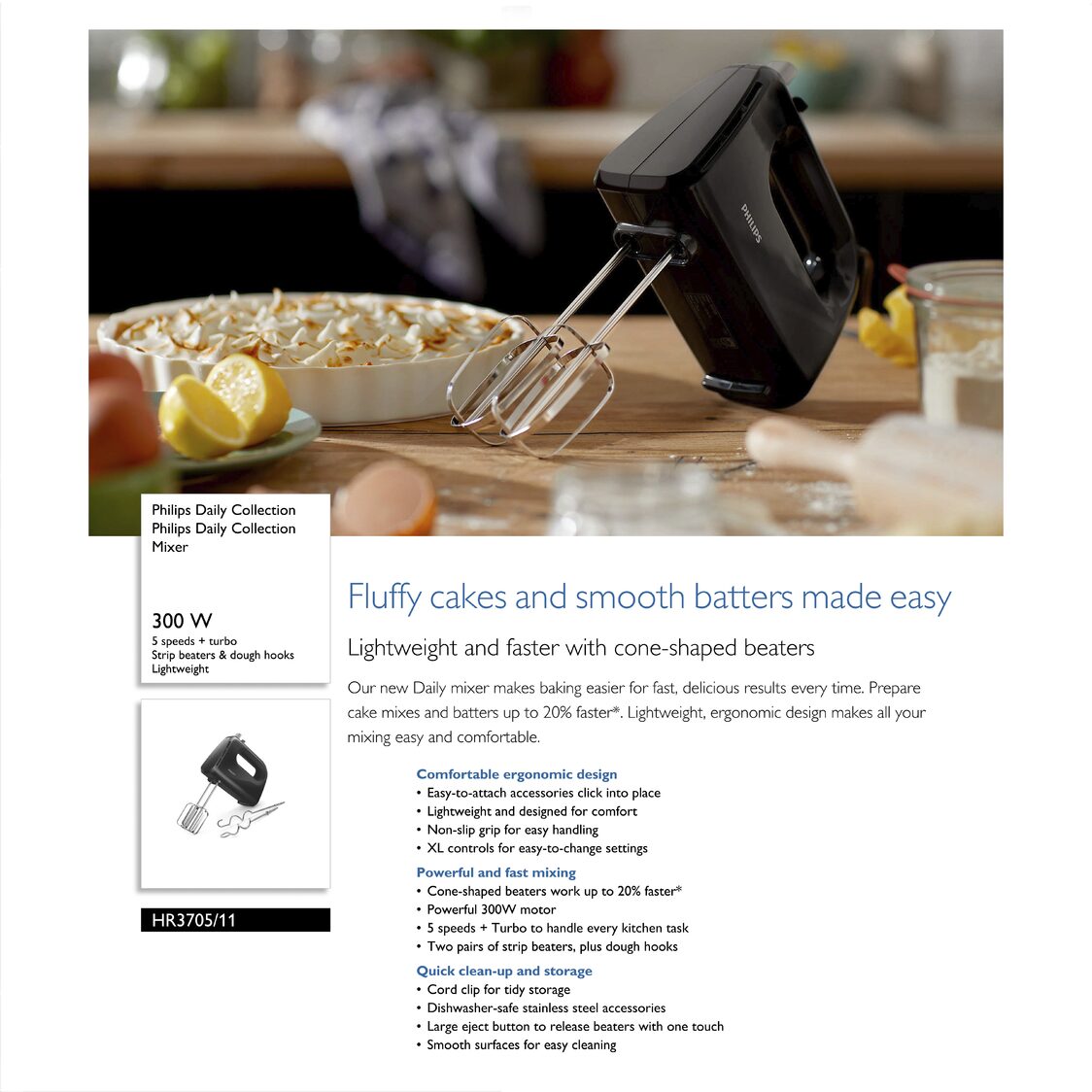 Philips Daily Collection Mixer 300W (HR3705/11)