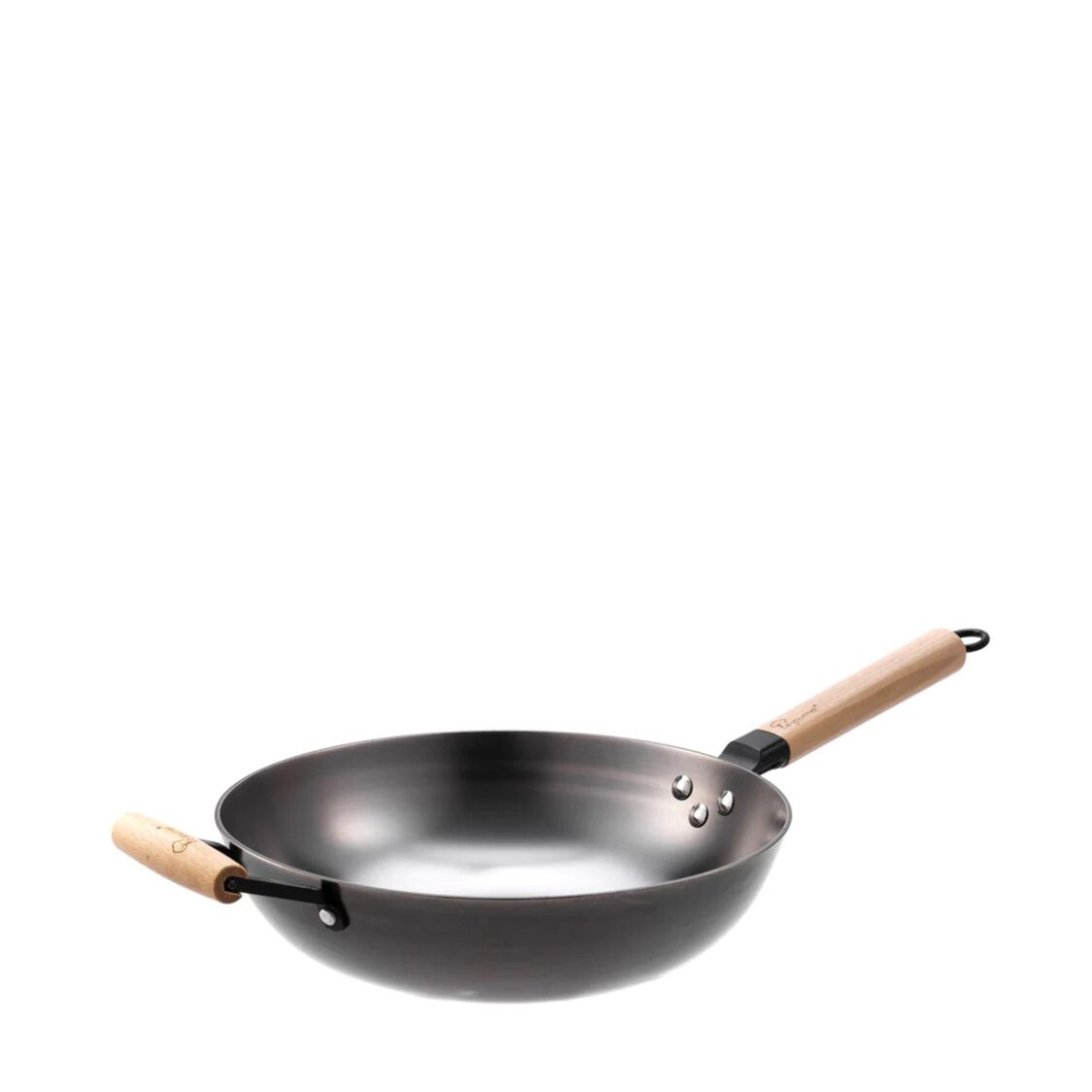 La Gourmet Nitrigan 20cm Cast-Iron Wok with Wood Handle (LGMCWCI413772)
