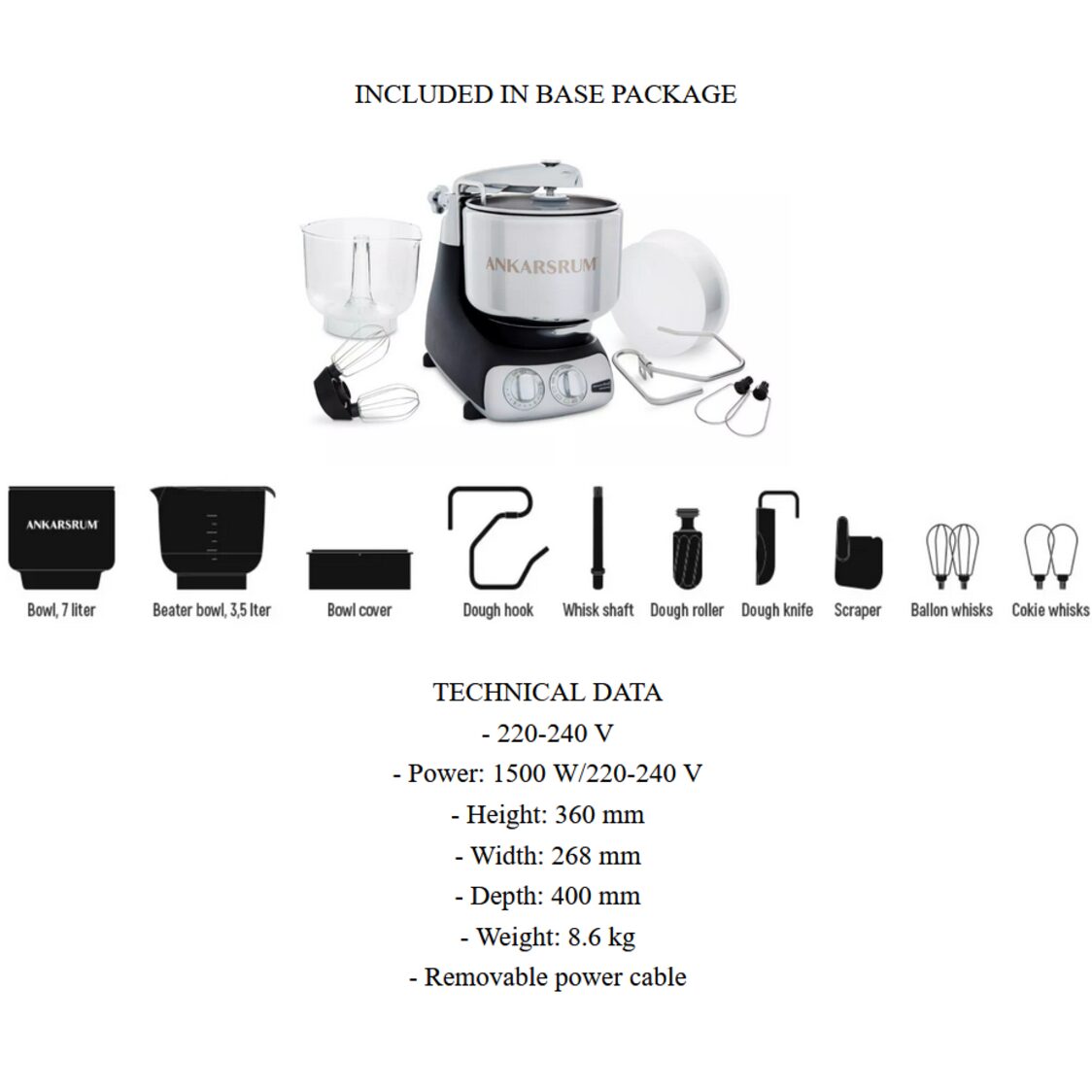 Ankarsrum Assistent Original Strong Mixer - Pure Orange AKM084482