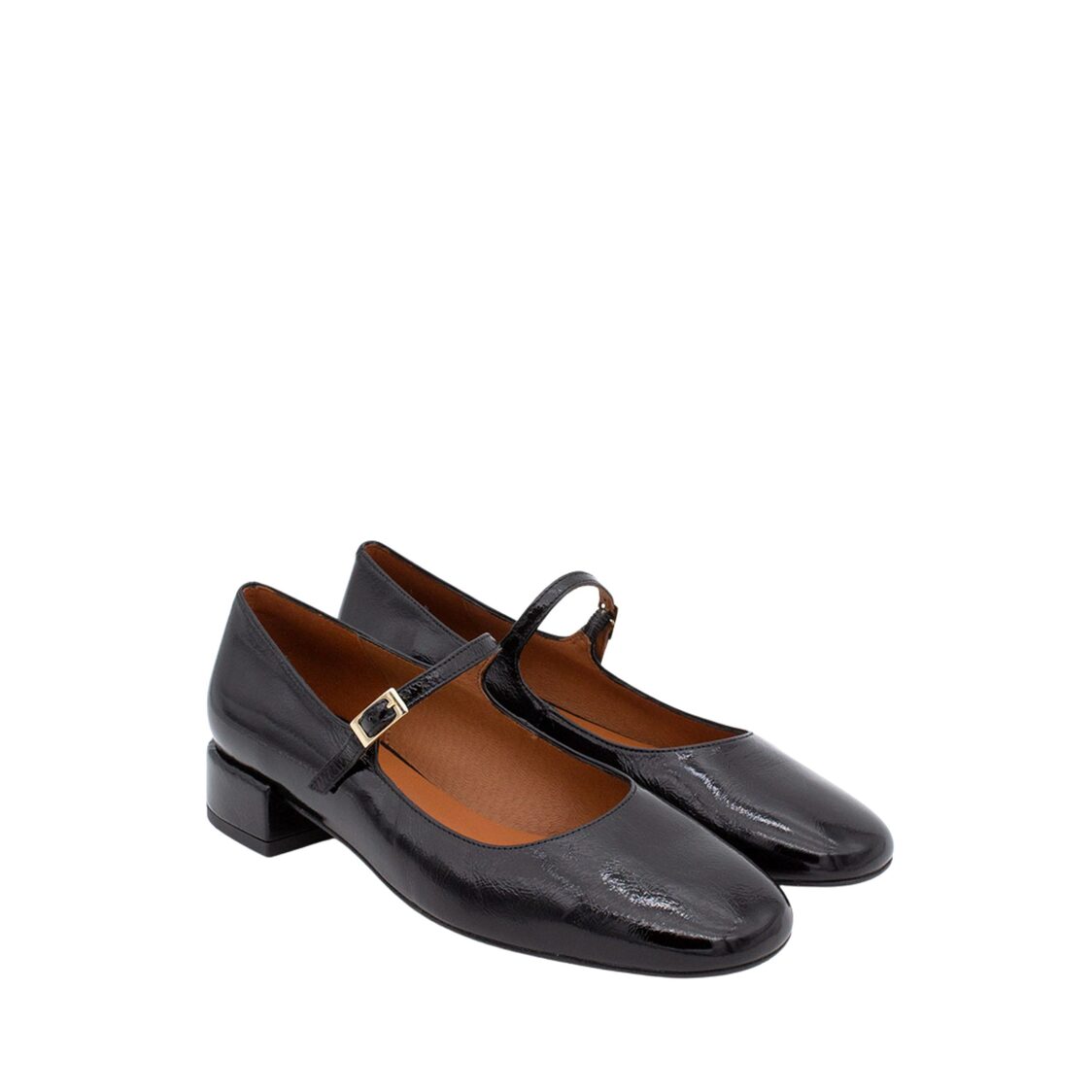 Angel Alarcon Venice Leather (Crinkled) Round Toe Mary Jane - Black - Metro Singapore Departmental Store - Celebrating 69 Years in SG