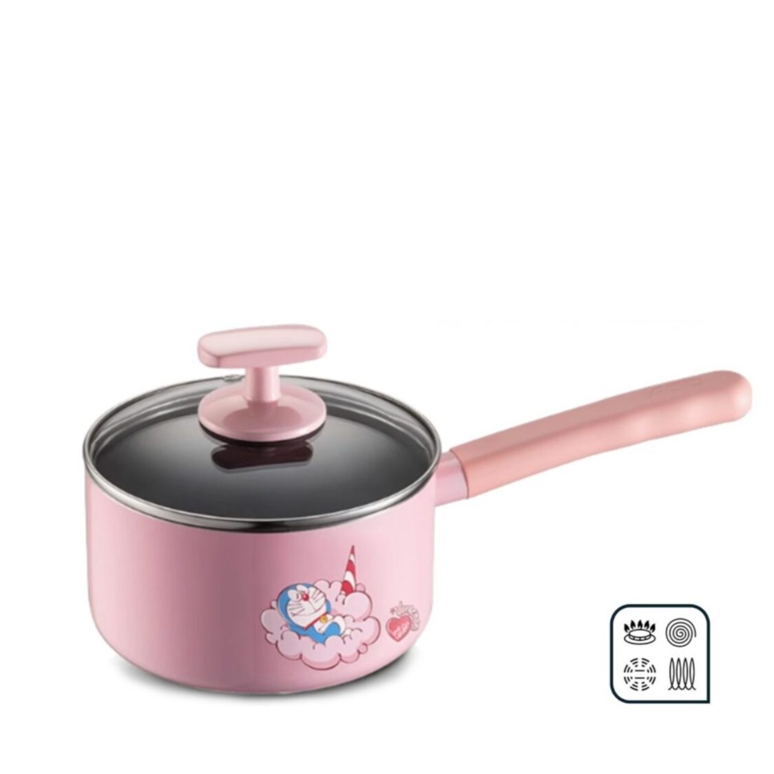 ASD X Doraemon 16CM I.H. Non - Stick Saucepan - Pink (NL16DR1WG - P) - Metro Singapore Departmental Store - Celebrating 69 Years in SG