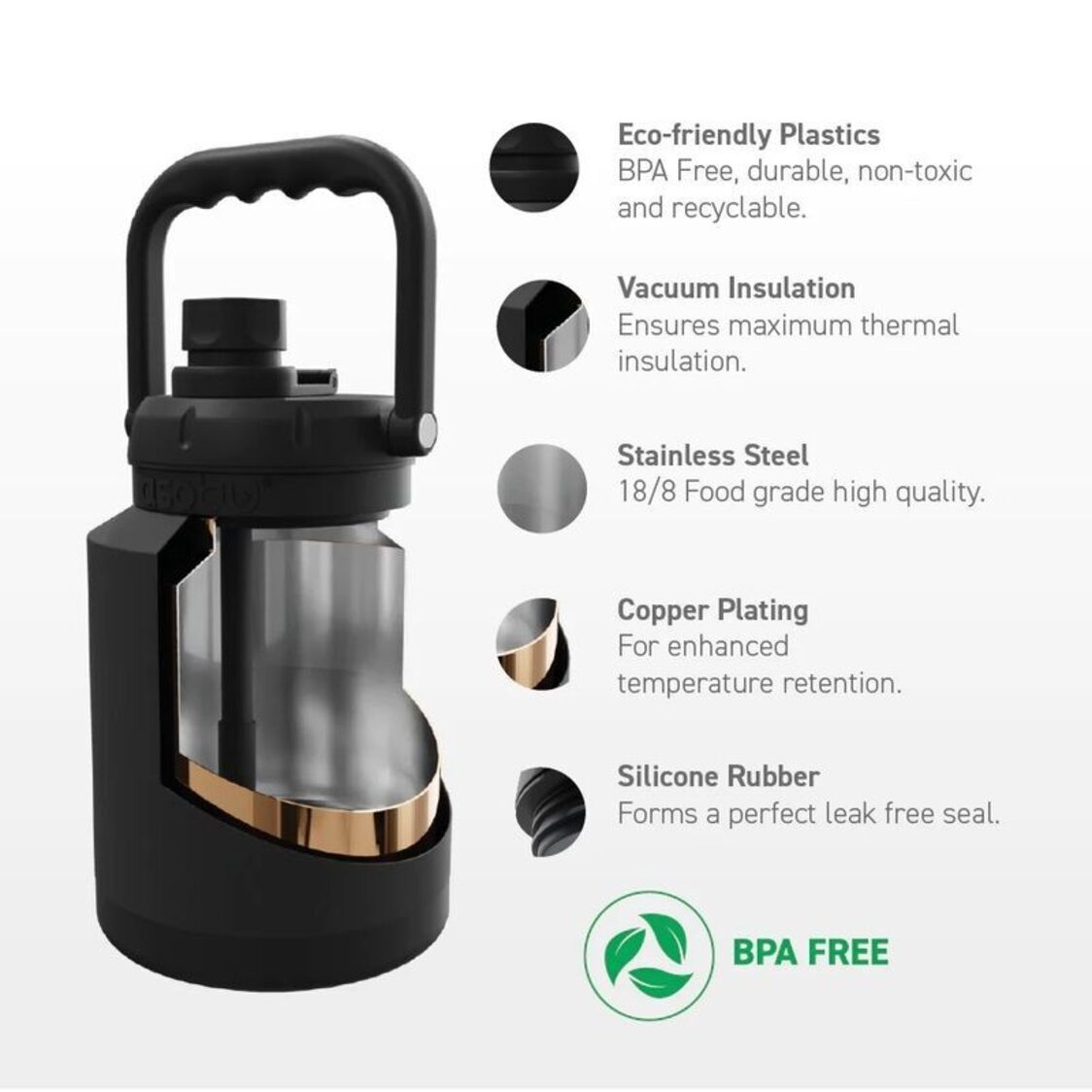 Asobu Mini Jug Black 1.0L - Metro Singapore Departmental Store - Celebrating 69 Years in SG
