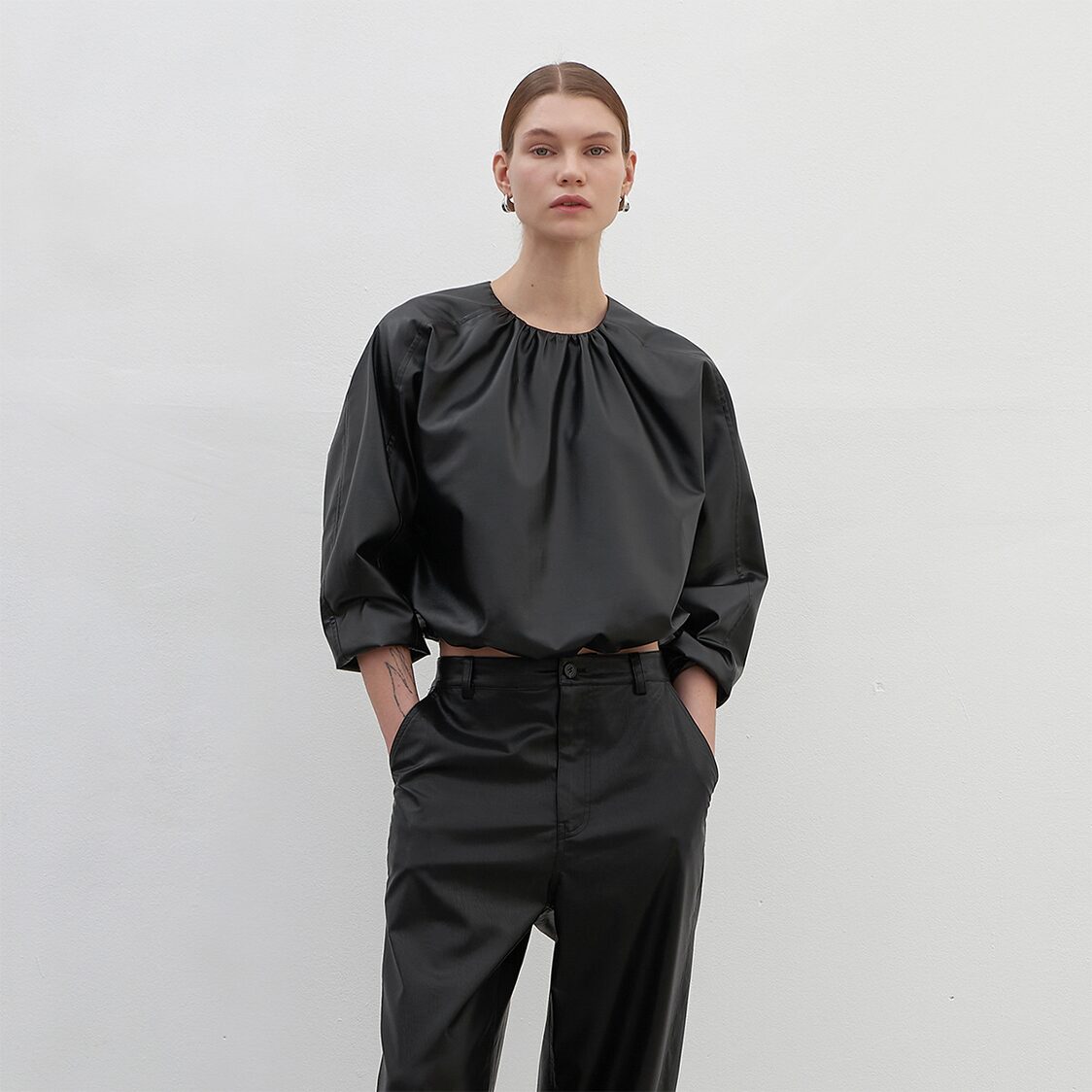 Atelier Nain PU Leather Blouse - Black - Metro Singapore Departmental Store - Celebrating 69 Years in SG