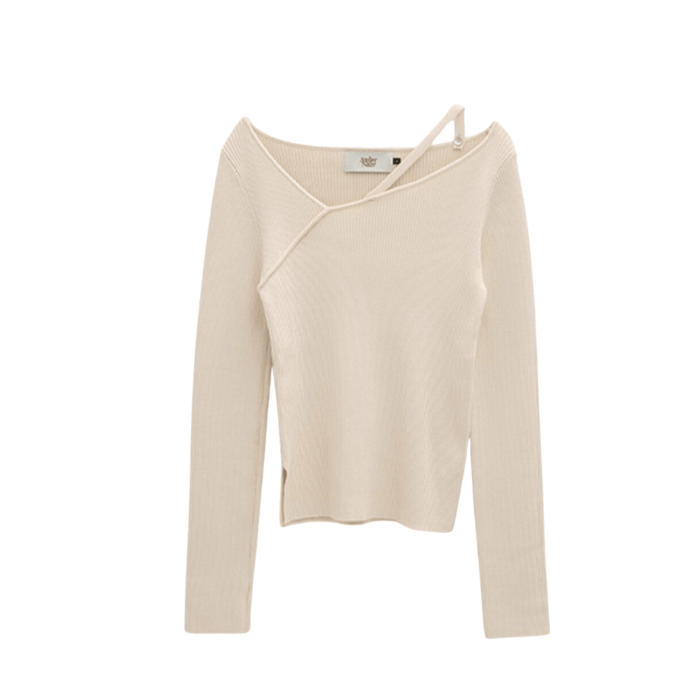 Atelier Nain Unbalanced Neck Strap Knit - Ivory - Metro Singapore Departmental Store - Celebrating 69 Years in SG