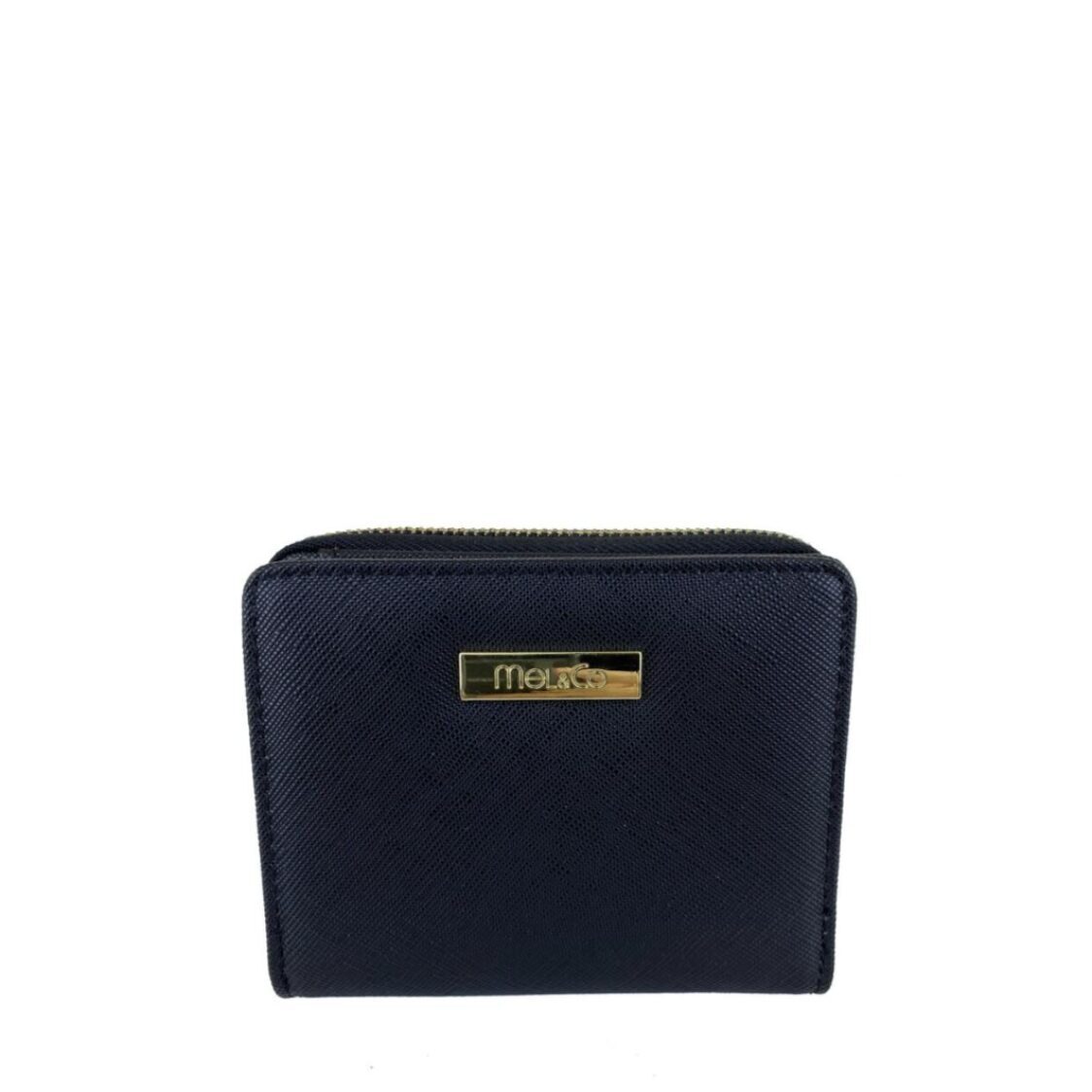 Mel&Co Saffiano Leatherette Bifold Zip Coin Card Wallet