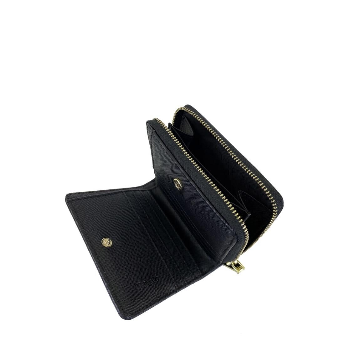 Mel&Co Saffiano Leatherette Bifold Zip Coin Card Wallet