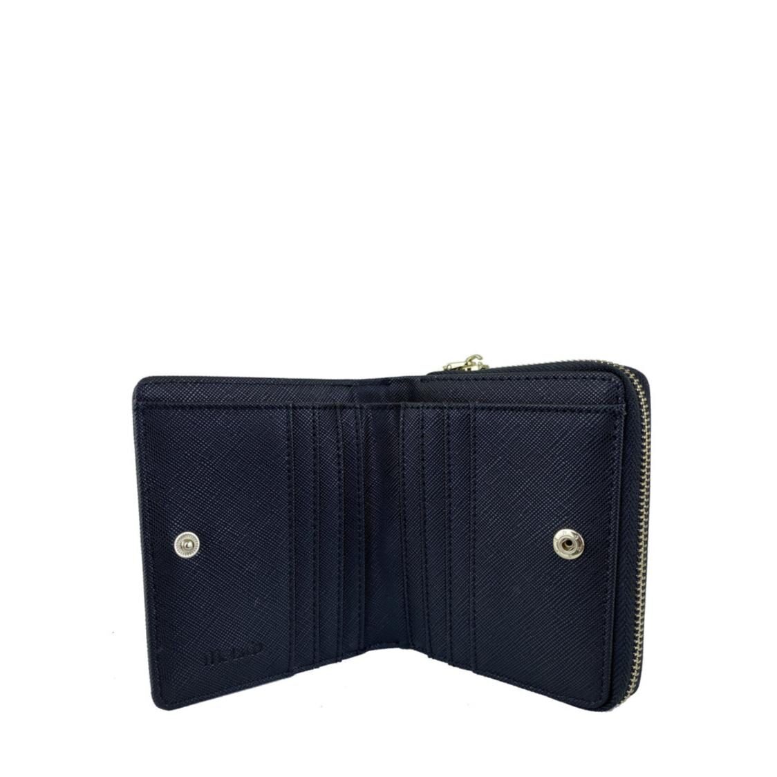 Mel&Co Saffiano Leatherette Bifold Zip Coin Card Wallet