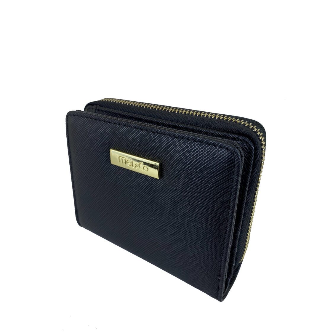 Mel&Co Saffiano Leatherette Bifold Zip Coin Card Wallet