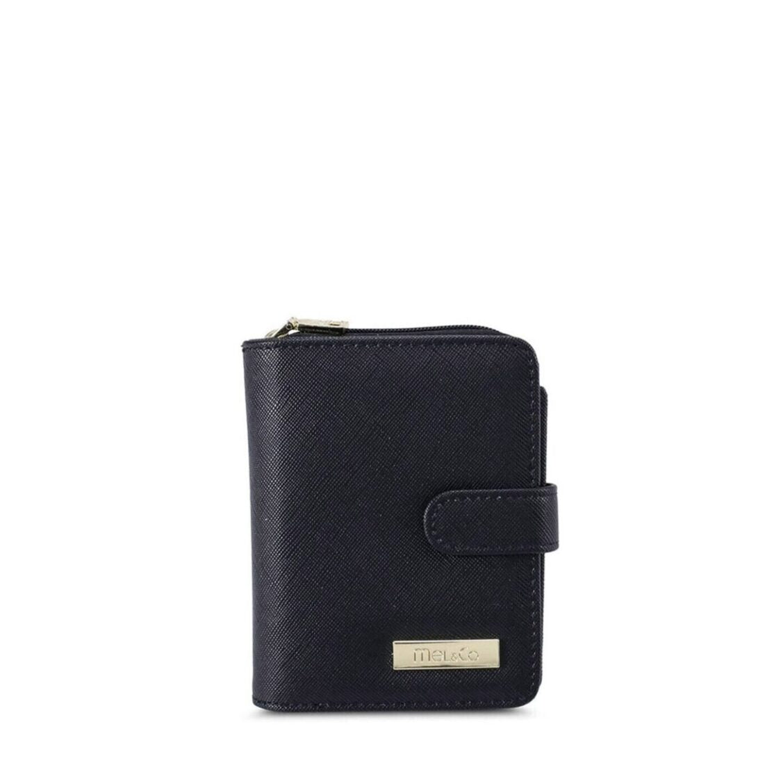 Mel&Co Saffiano Leatherette Bifold Side Zipped Compartment Wallet