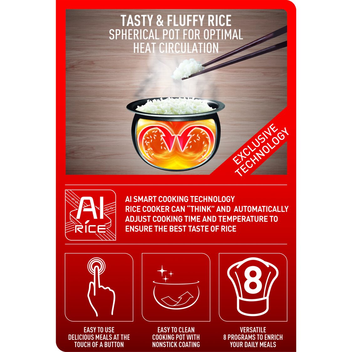 Tefal Easy Rice Compact Spherical Pot Rice Cooker 1L (RK7301)