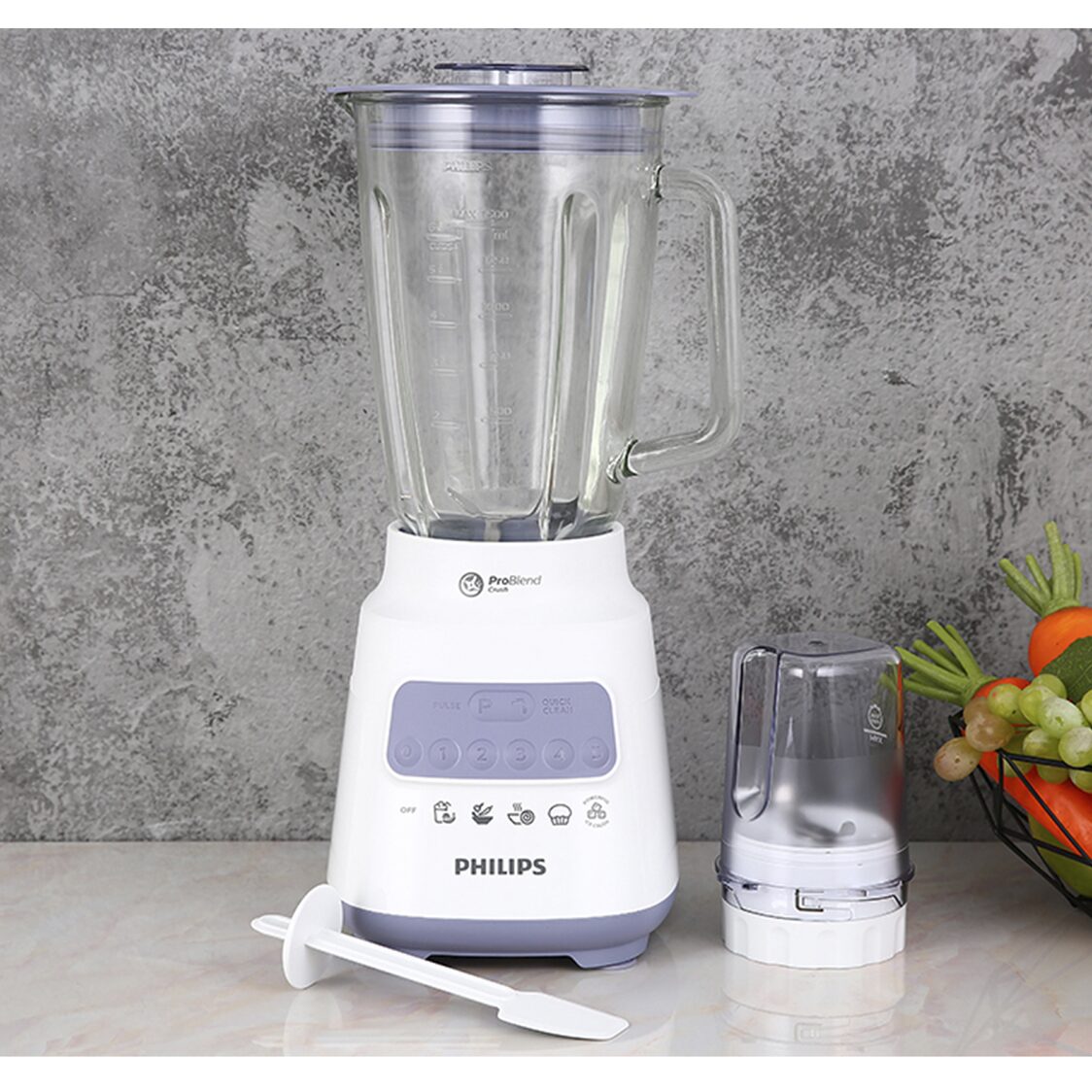 Philips Series 5000 Blender with Dry Mill 700W, Glass Jar (HR2222/01)