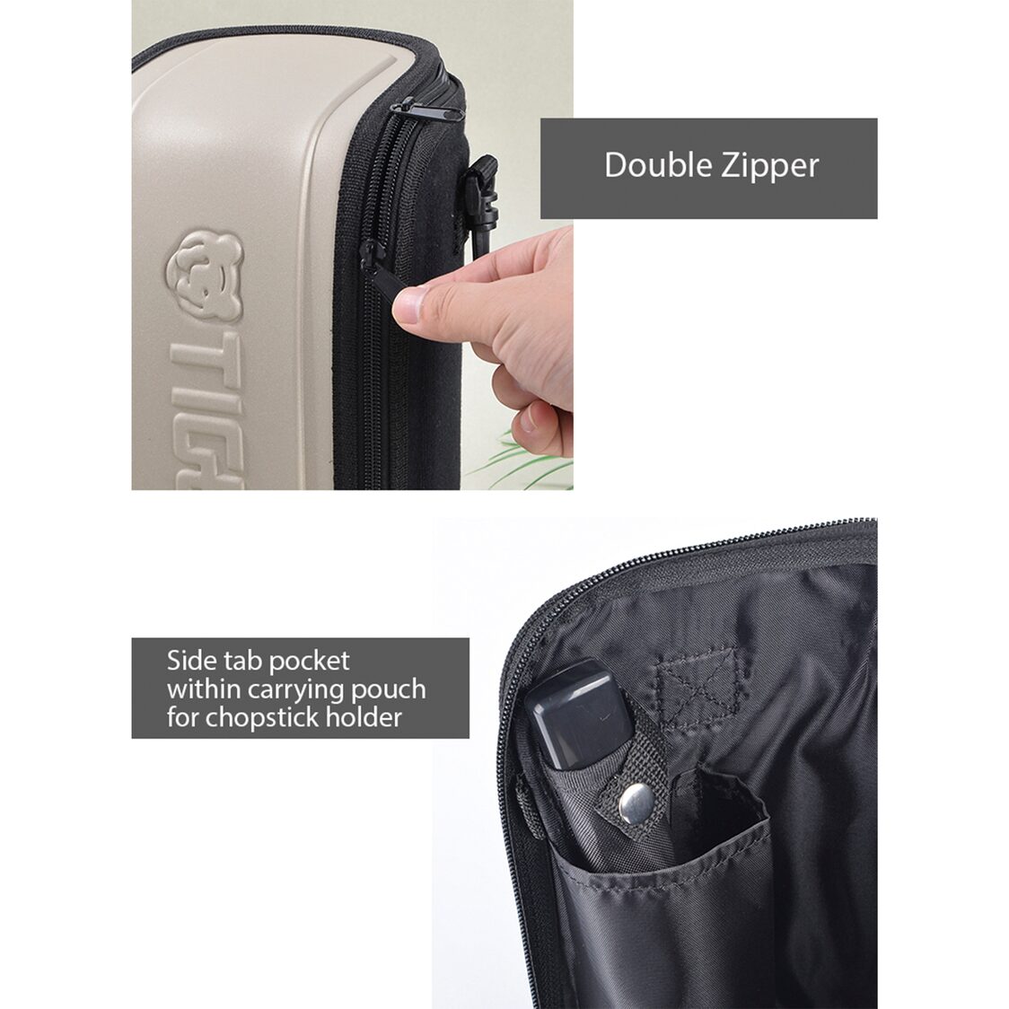 TIGER Vacuum Insulated Double Stainless Steel Lunch Box With Bag 4 Cups (LWU-B200)