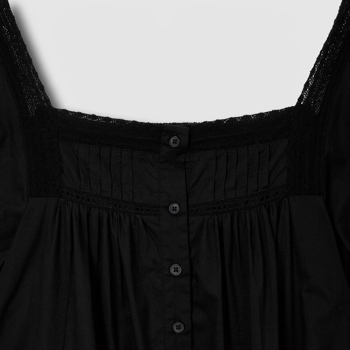 Jaju Women Eyelet Short Sleeve Pajama Dress Black