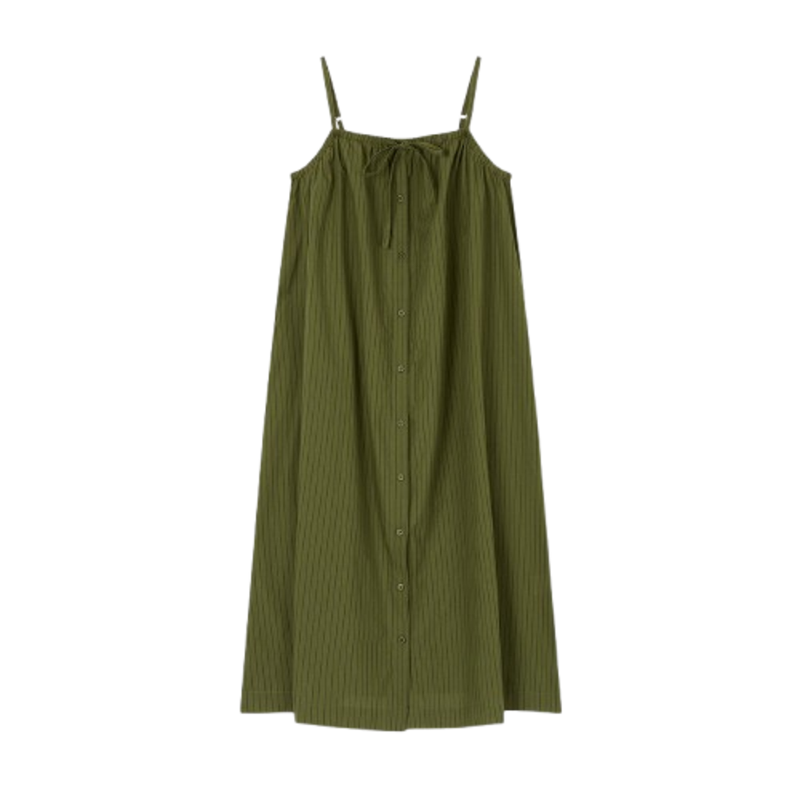 Jaju Women Cotton Stripe Sleeveless Pajama Dress Dark Khaki