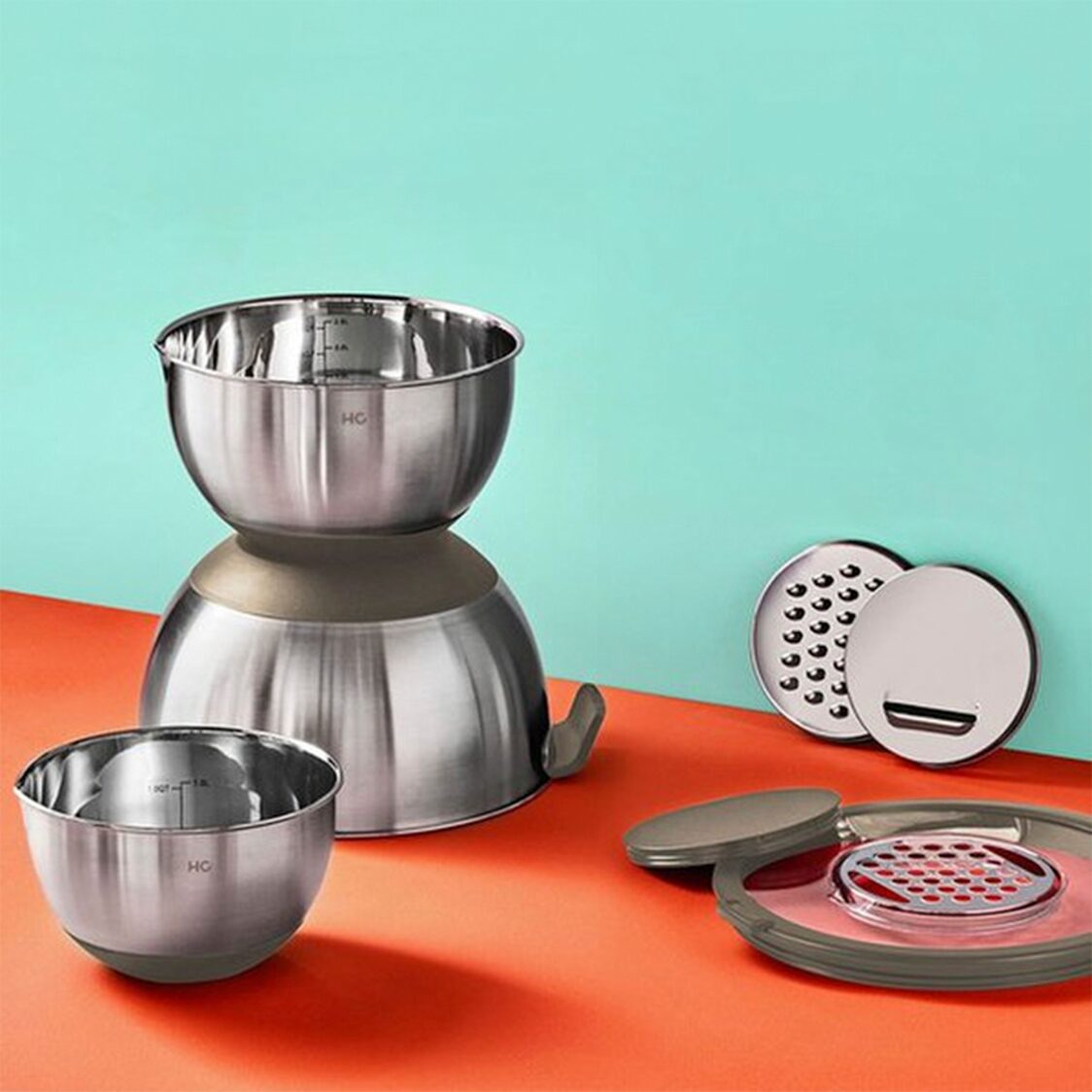 Happycall 7-PC Multi-Purpose Mixing Bowls With Slicer/Grater Set - Grey (4900-4012)