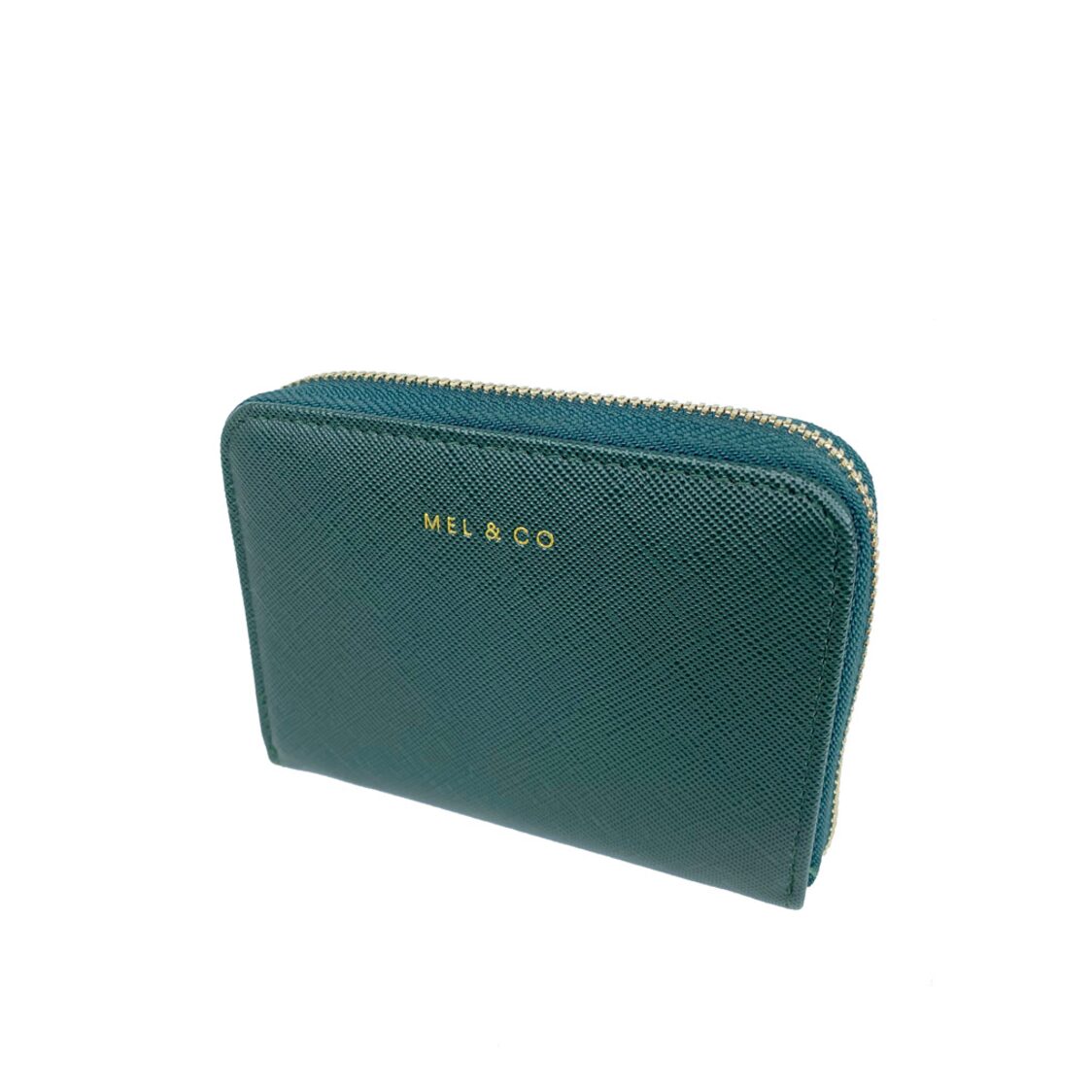 Mel&Co Saffiano-Effect Zip-Around Card Holder