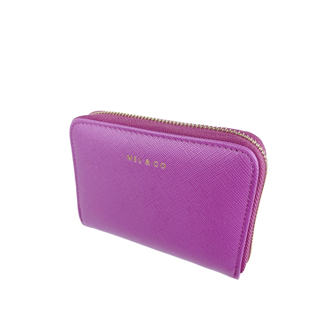 Mel&Co Saffiano-Effect Zip-Around Card Holder