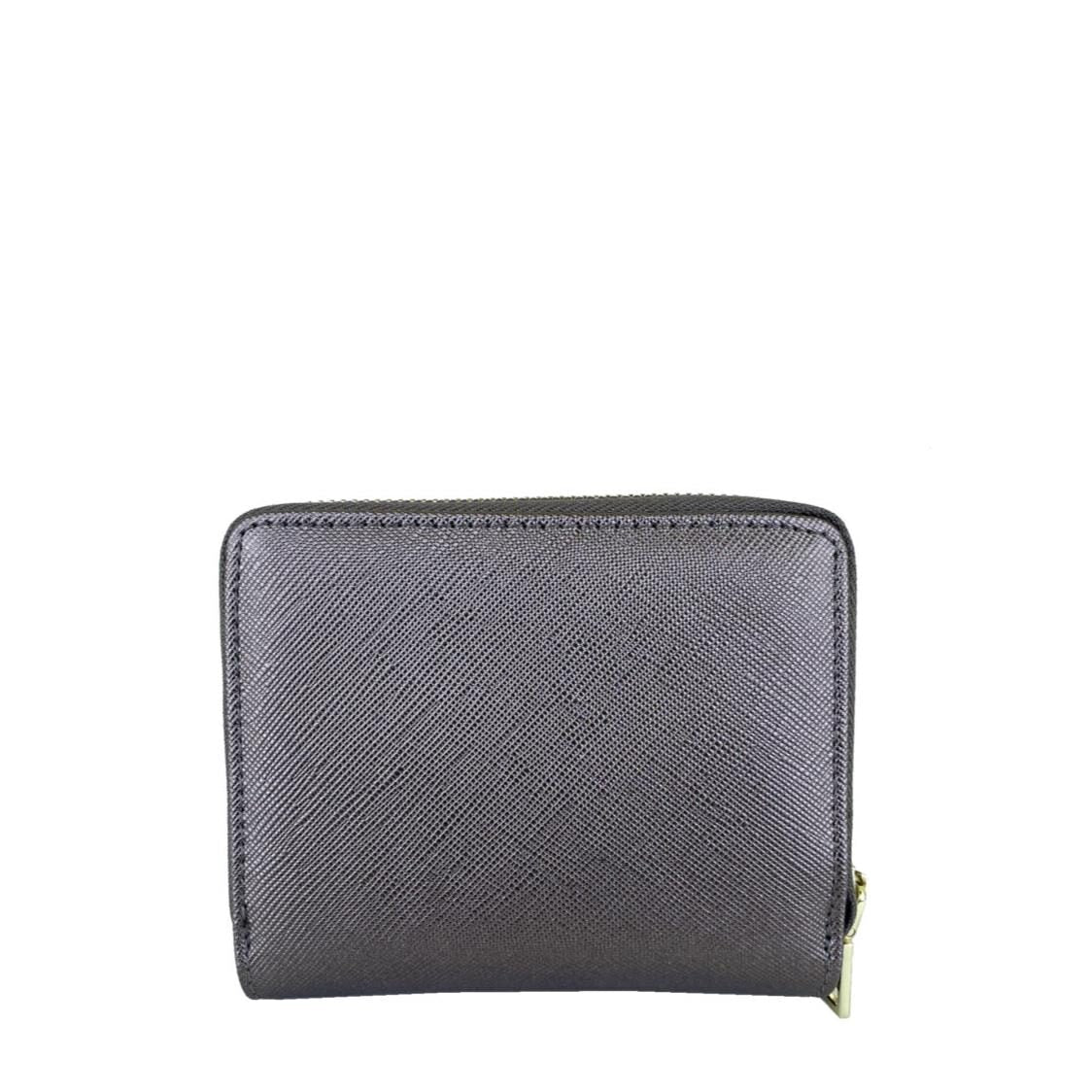 Mel&Co Saffiano Leatherette Bifold Zip Coin Card Wallet