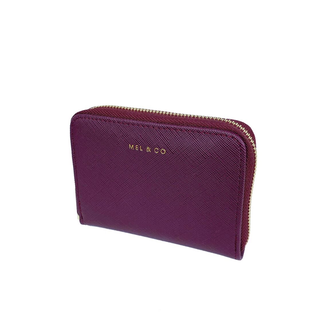 Mel&Co Saffiano-Effect Zip-Around Card Holder