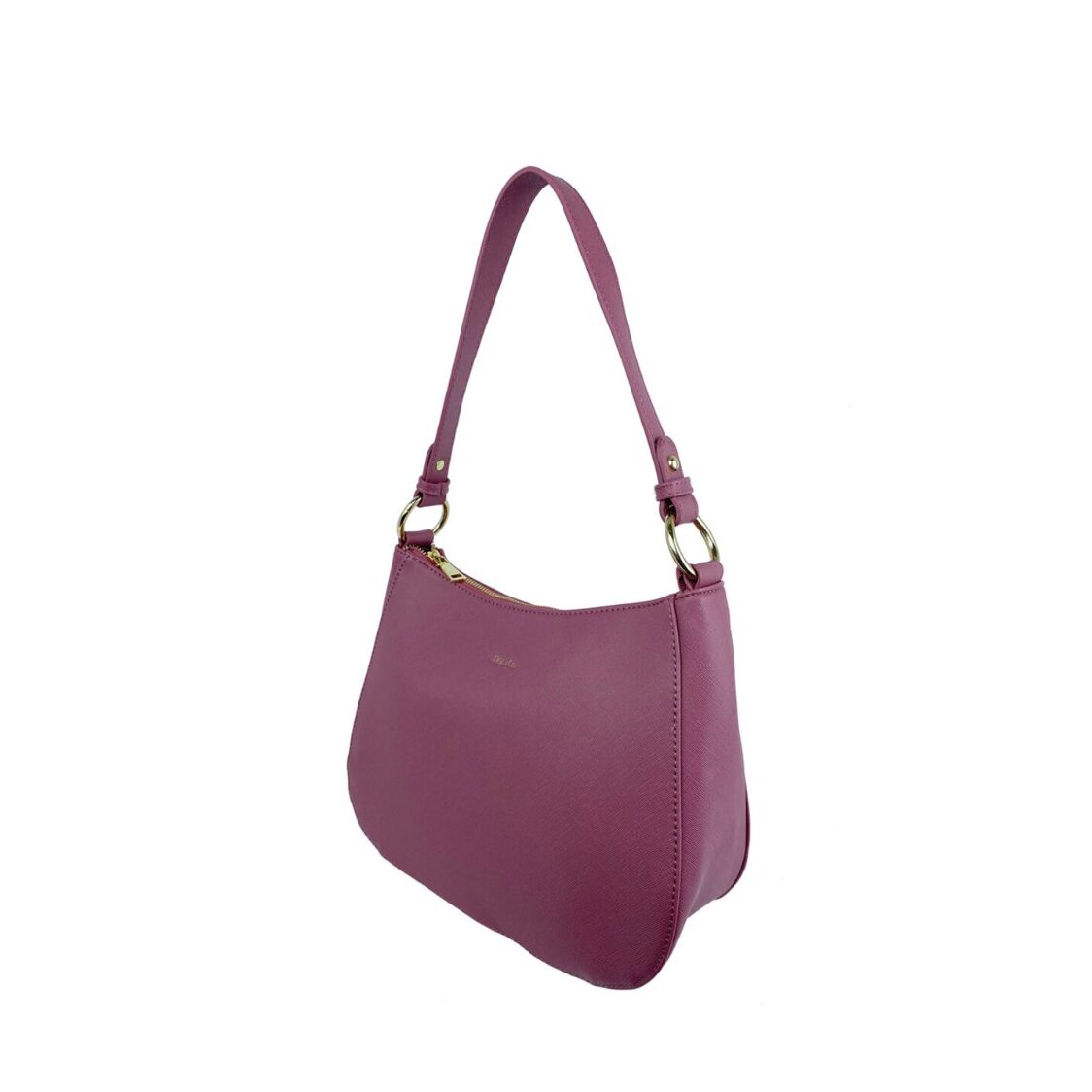 Mel&Co Saffiano-Effect Curve Top Single handle Shoulder Bag