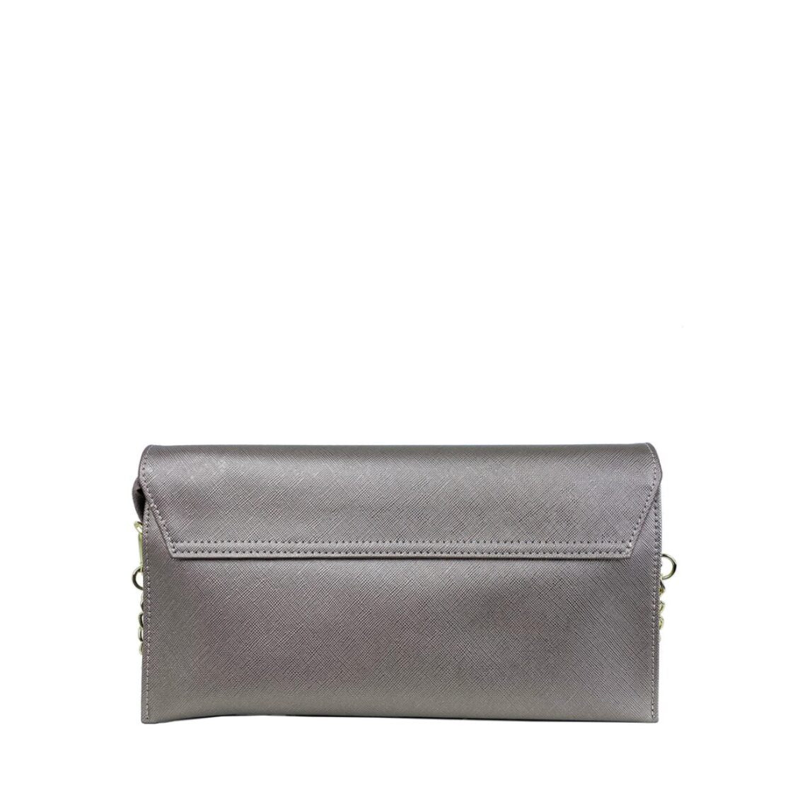 Mel&Co Saffiano Leatherette Envelope Clutch with Chain