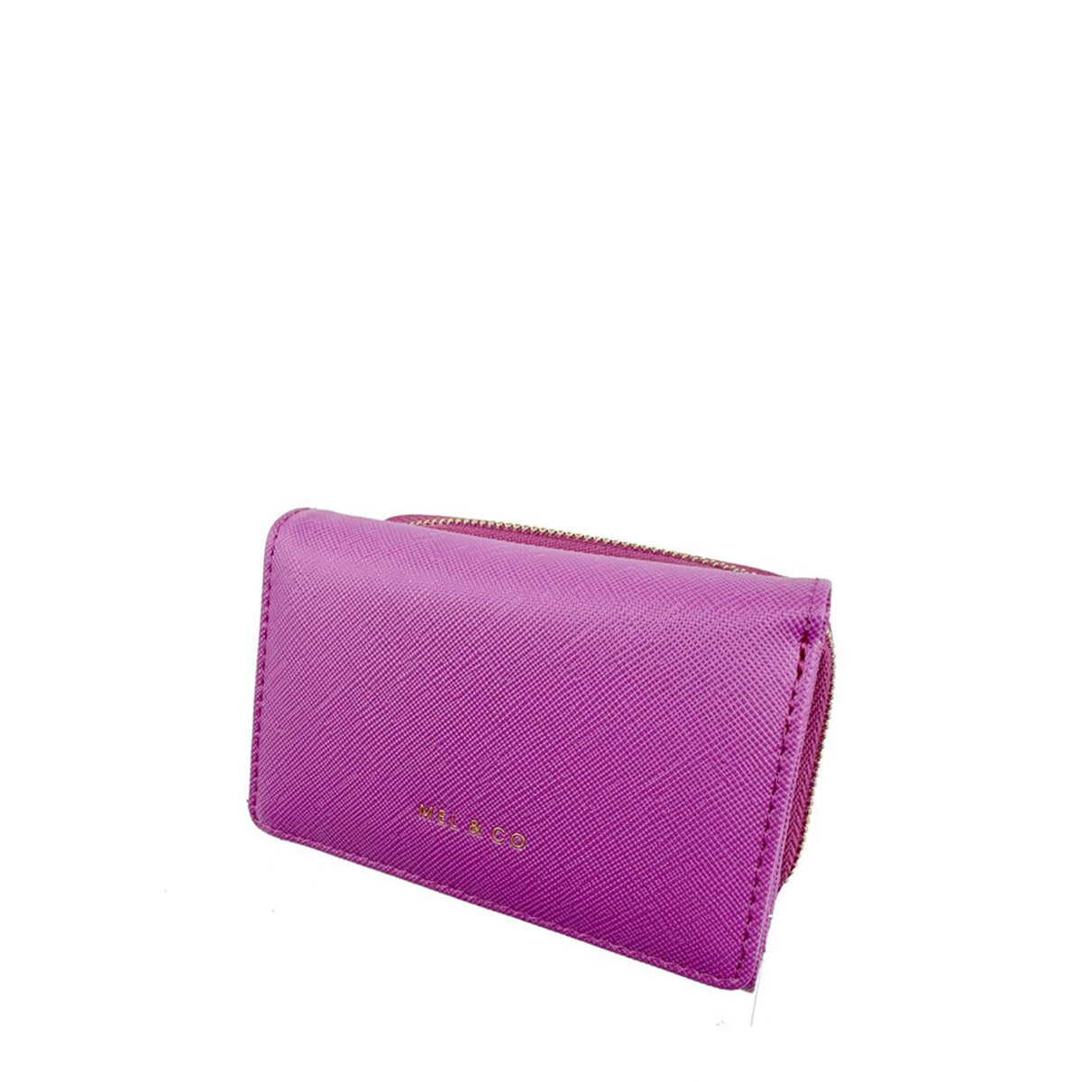 Mel&Co Saffiano-Effect Compact Tri-Fold Wallet