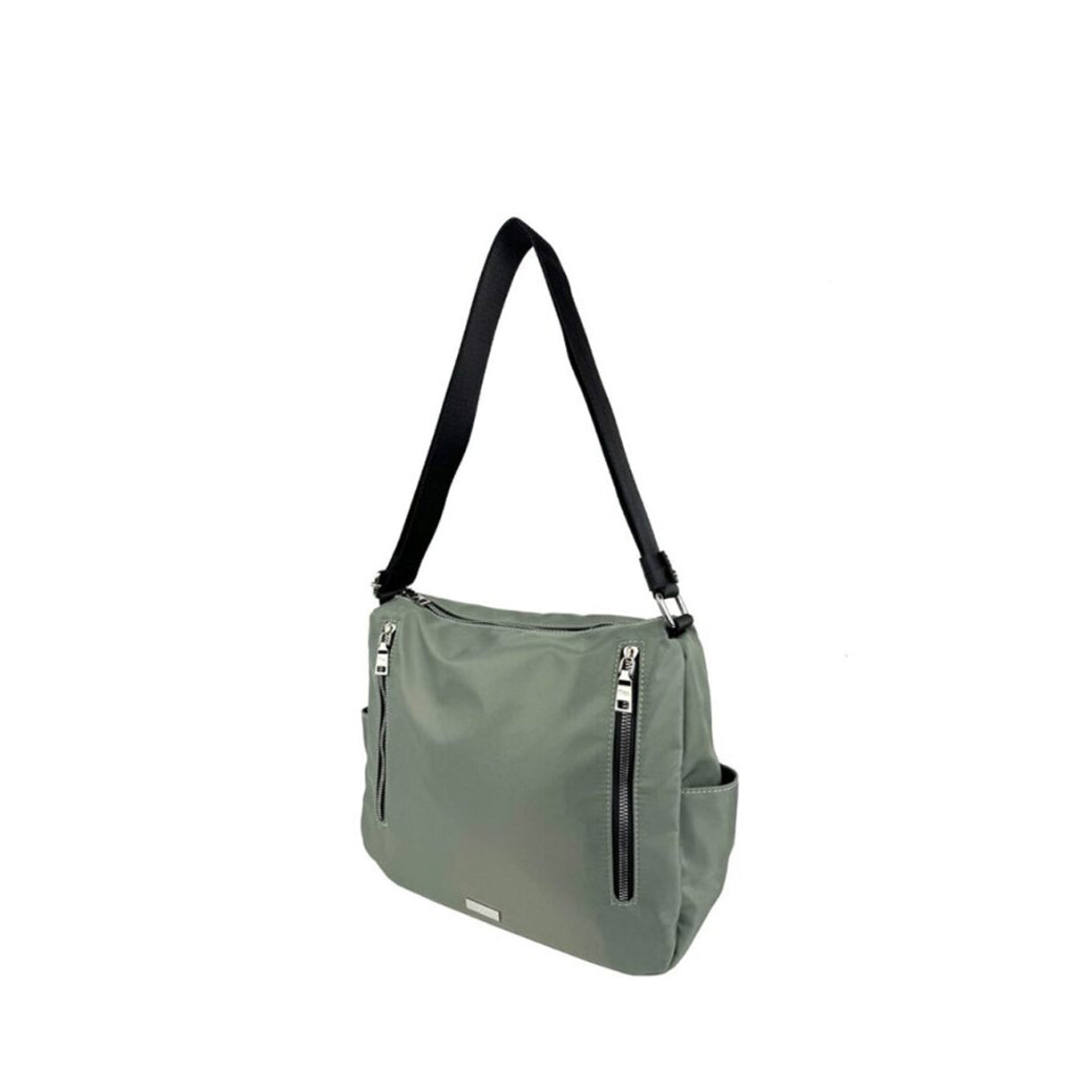 Mel&Co Nylon Shoulder Sling Bag With Twin Zipper Pockets
