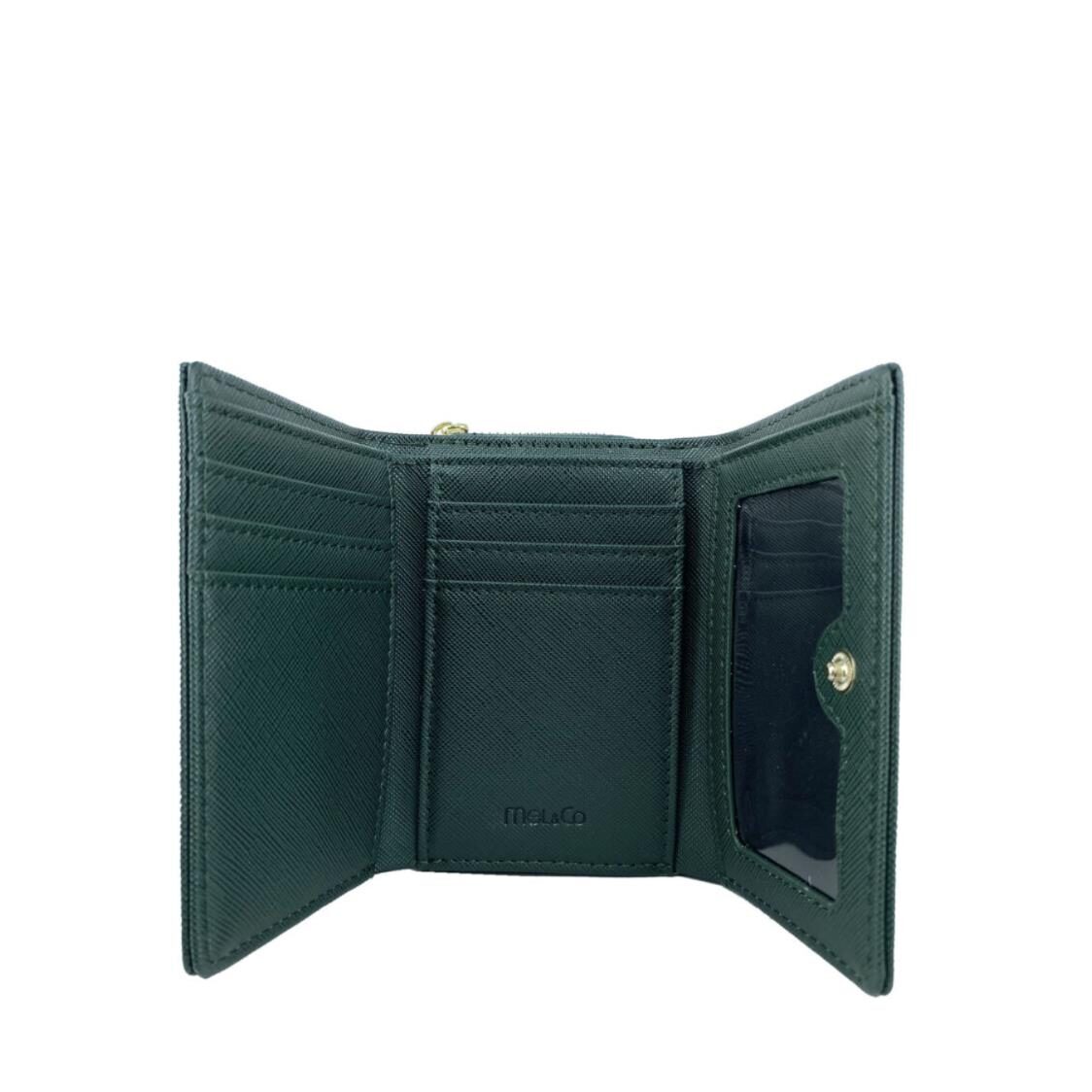 Mel&Co Saffiano-Effect Compact Tri-Fold Wallet