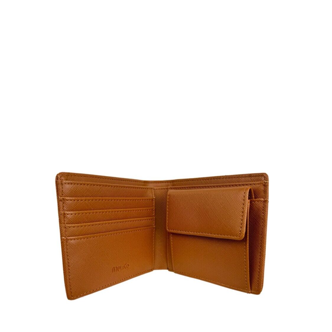 Mel&Co Saffiano Leatherette Bi-Fold Wallet With Flap Pocket