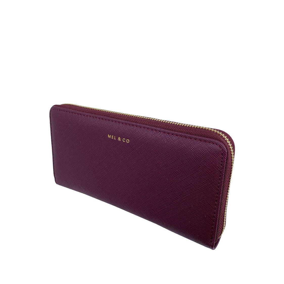 Mel&Co Saffiano-Effect Zip-Around Wallet