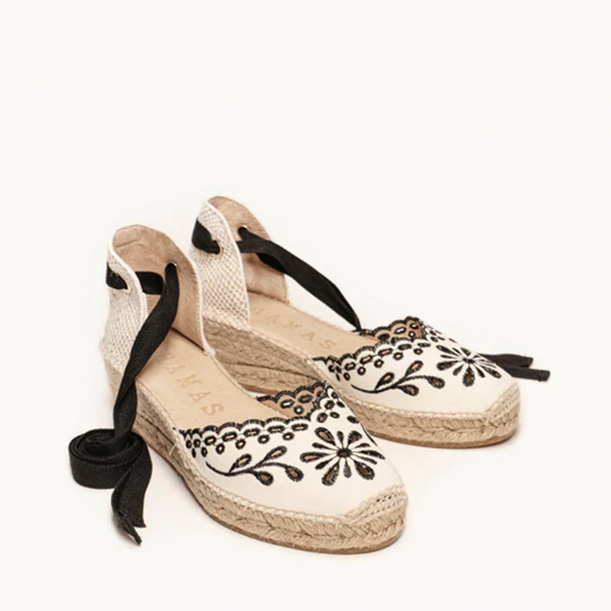 Alhamas Romero Cuna Baja Lona Bordada Wedge