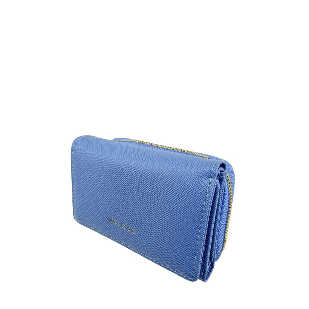 Mel&Co Saffiano-Effect Compact Tri-Fold Wallet