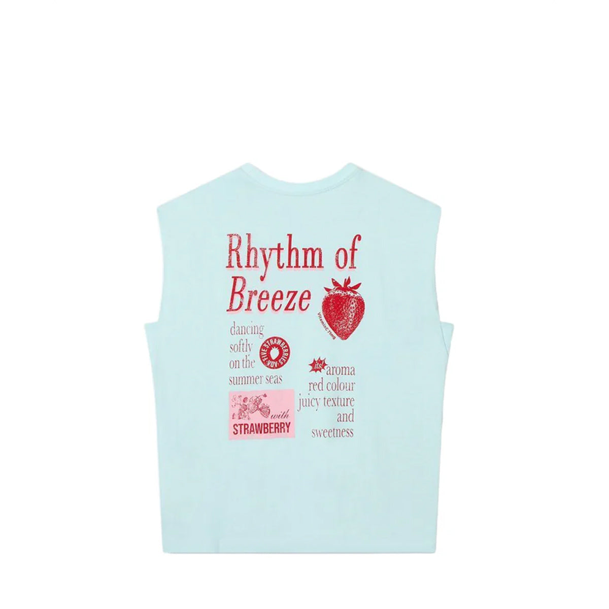 Voice Of Voices Strawberry Print Sleeveless Tshirt Mint