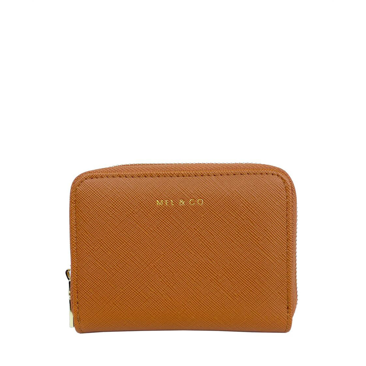 Mel&Co Saffiano-Effect Zip-Around Card Holder