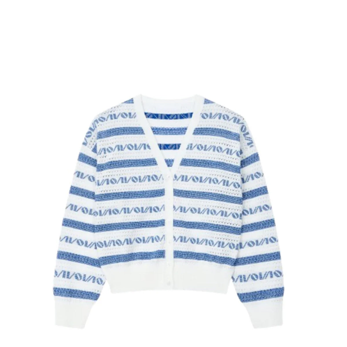 Voice Of Voices Logo Pattern V Neck Cardign Blue