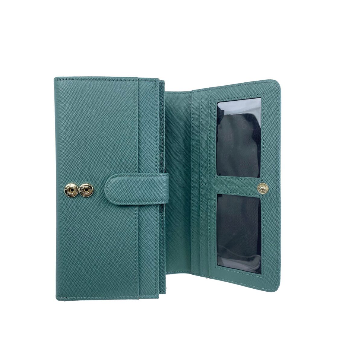 Mel&Co Saffiano Leatherette Tri-Fold Flap Large Wallet