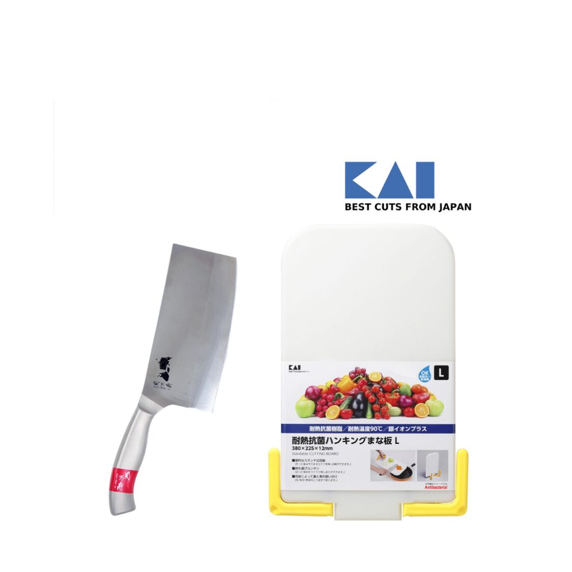 KAI Seki Manju Meat Chopper Knife + Cutting Board Set BE-0406/ AP-5121