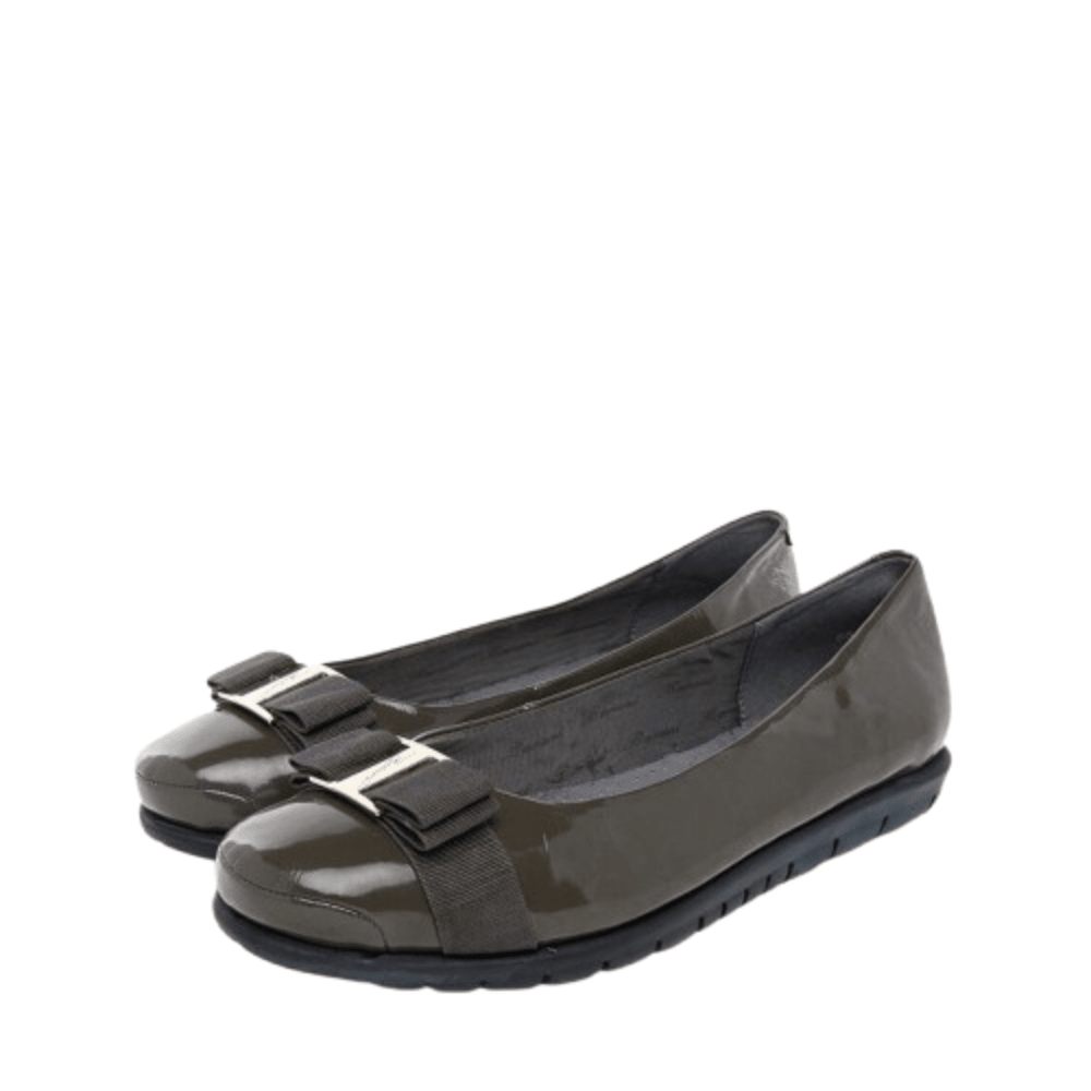 Barani Leather Pumps/Ballet Flats 8841 - 199 (With Fixed Buckle) - Grey Patent - Metro Singapore Departmental Store - Celebrating 69 Years in SG