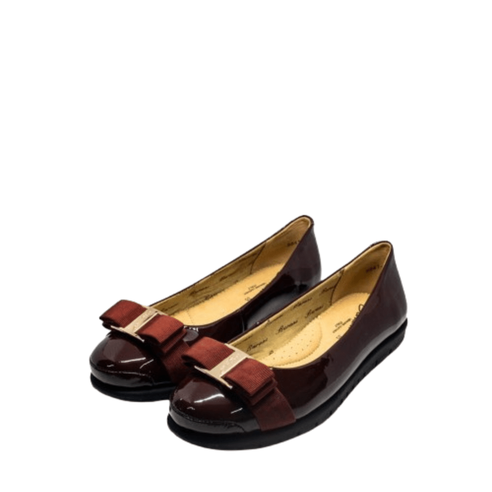 Barani Leather Pumps/Ballet Flats 8841 - 199 (With Fixed Buckle) - Maroon Patent - Metro Singapore Departmental Store - Celebrating 69 Years in SG