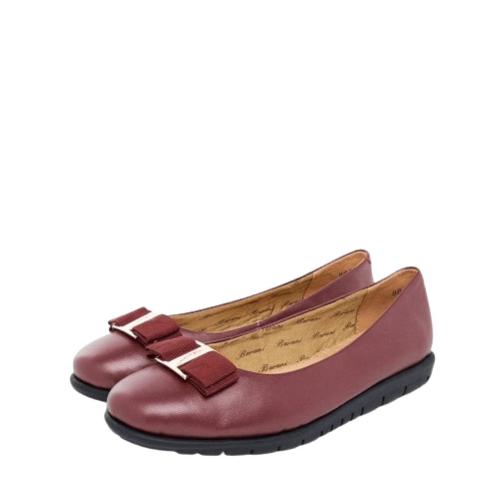 Barani Leather Pumps/Ballet Flats 8841 - 33 (With Fixed Buckle) - Maroon - Metro Singapore Departmental Store - Celebrating 69 Years in SG