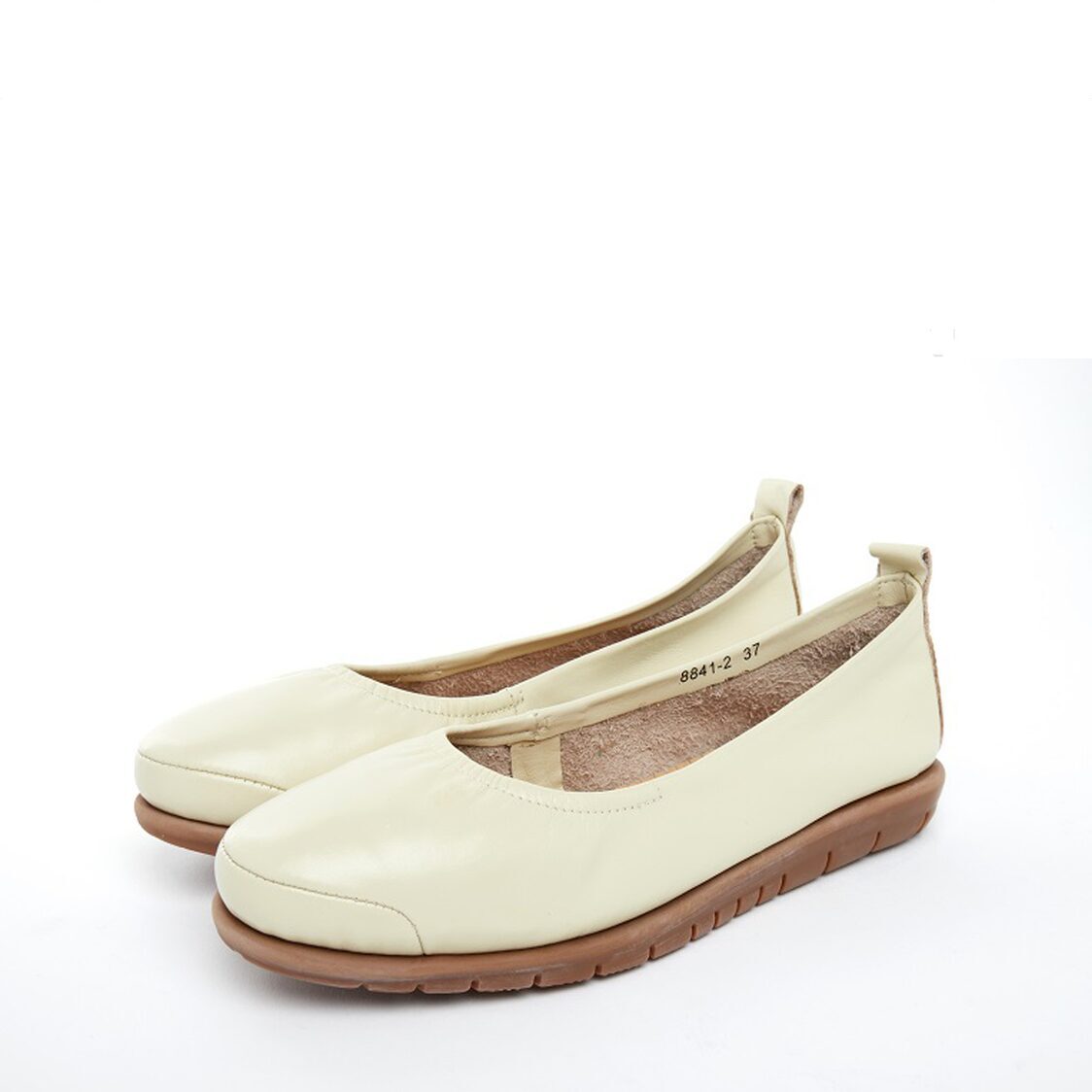 Barani 8841-2 Leather Pumps/Ballet Flats (Bone)