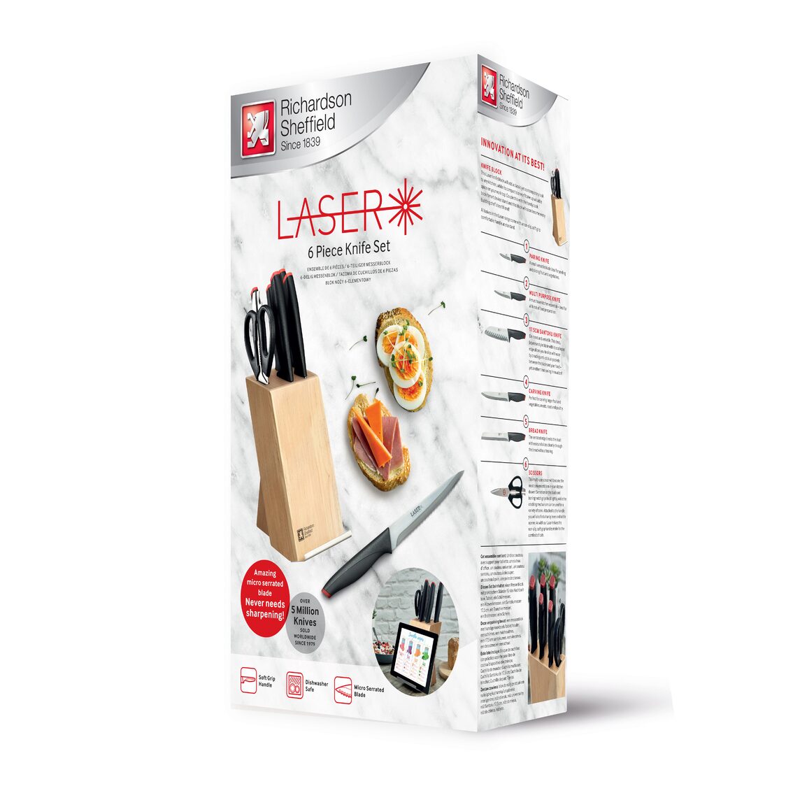 RICHARDSON SHEFFIELD 6-Piece Knife Block Set - Laser (LA-6PC)