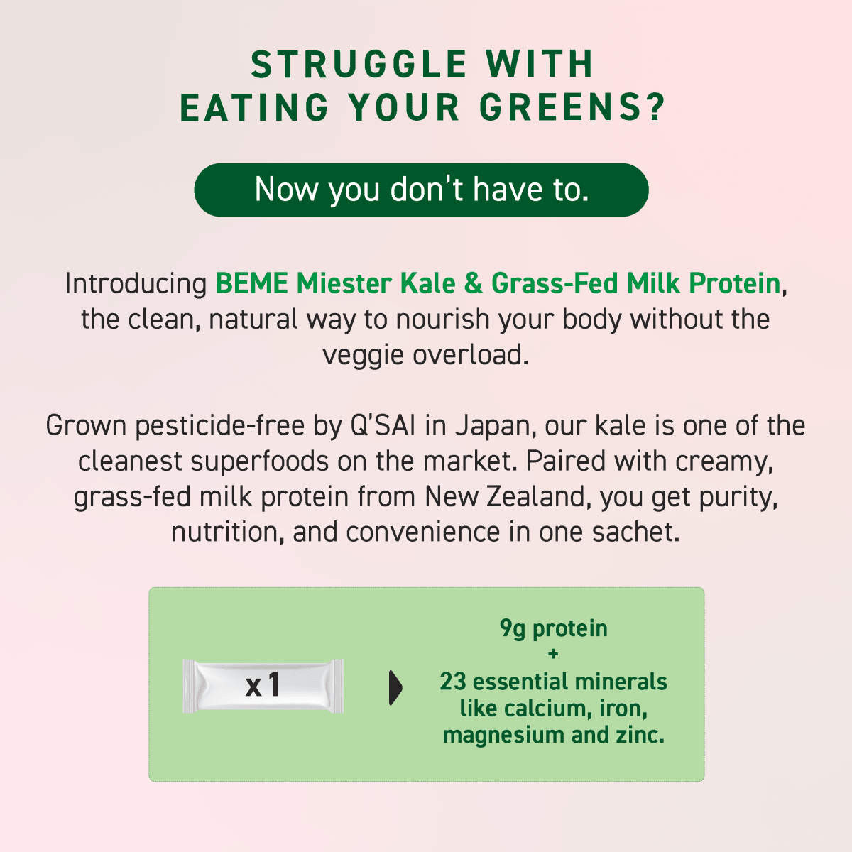 Beme Meister Kale & Grass-Fed Milk Protein - Metro Singapore Departmental Store - Celebrating 69 Years in SG